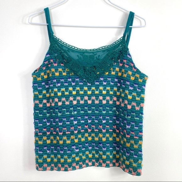 Free People Knitted Rainbow Camisole Tank Green - Picture 3 of 7